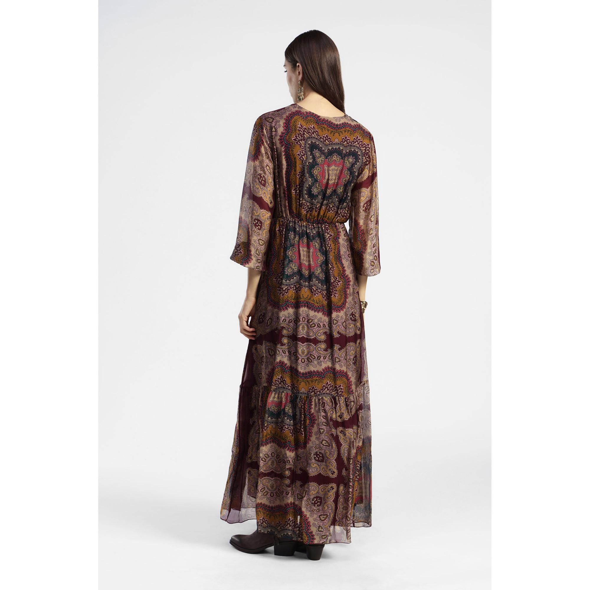 DIXIE Robe longue imprimé Paisley col en V  