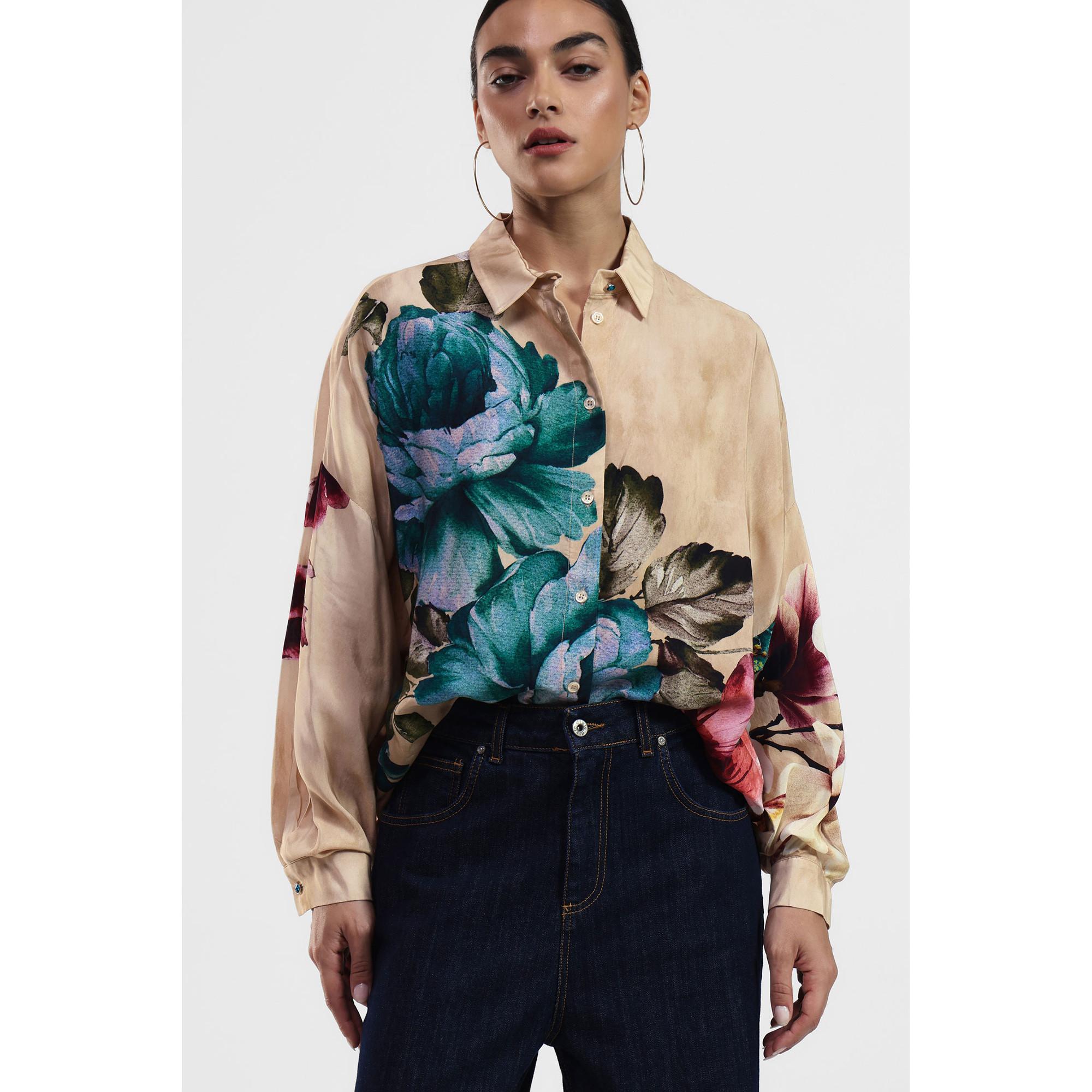 DIXIE Chemisier à Imprimé Floral Manches Longues  