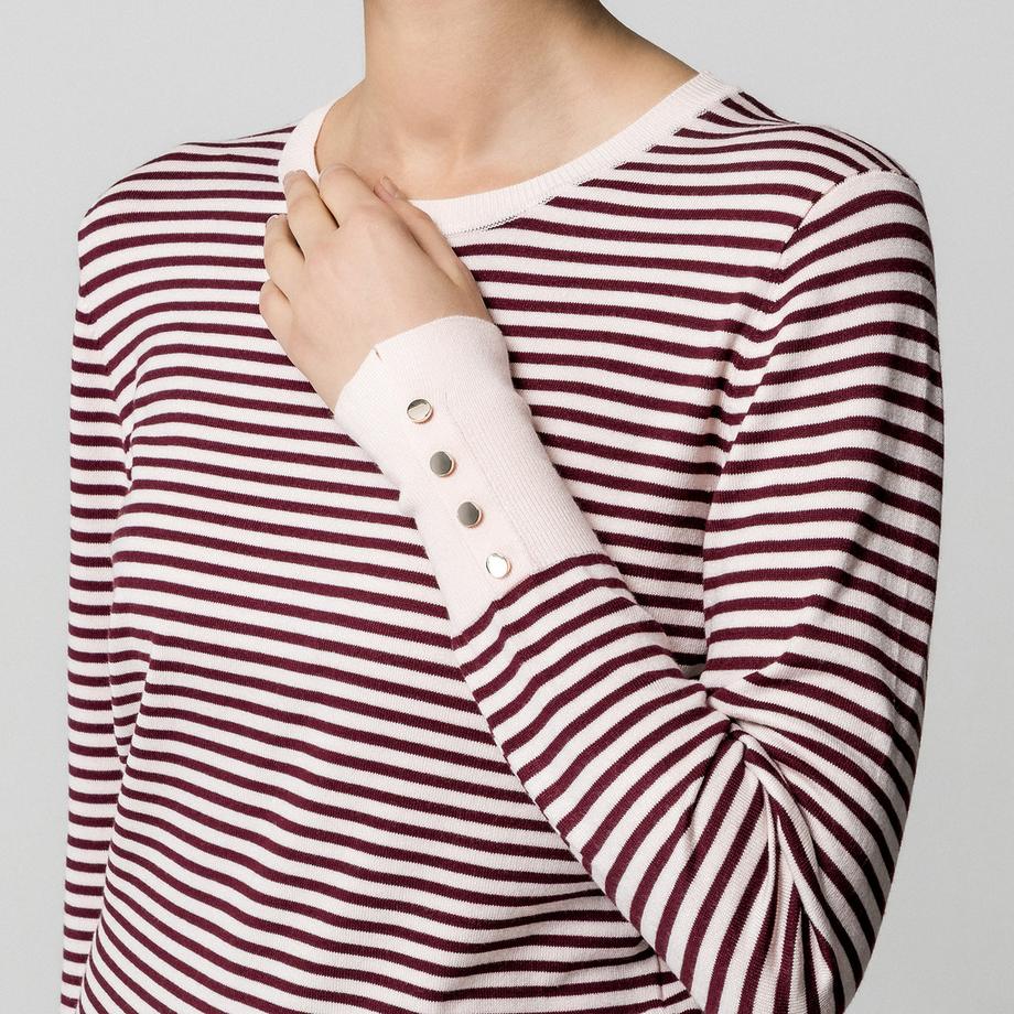 Manor Woman Maglione a maniche lunghe a righe con dettagli a bottoni  