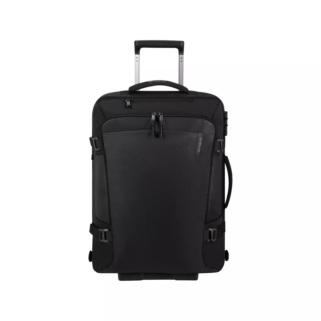 Reisetasche SAMSONITE "ARMOX, 55 cm", Gr. B/H/T: 40cm x 55cm x 25cm, schwarz, Polyester, Taschen Reisetasche, Duffle mit Rollen TSA-Schloss Packgurte Trolley-Gestänge