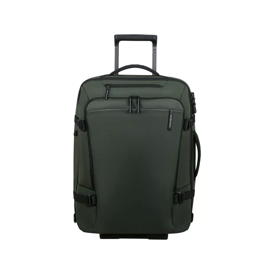 Reisetasche SAMSONITE "ARMOX, 55 cm", Gr. B/H/T: 40cm x 55cm x 25cm, grün (moss), Polyester, Taschen Reisetasche, Duffle mit Rollen TSA-Schloss Packgurte Trolley-Gestänge