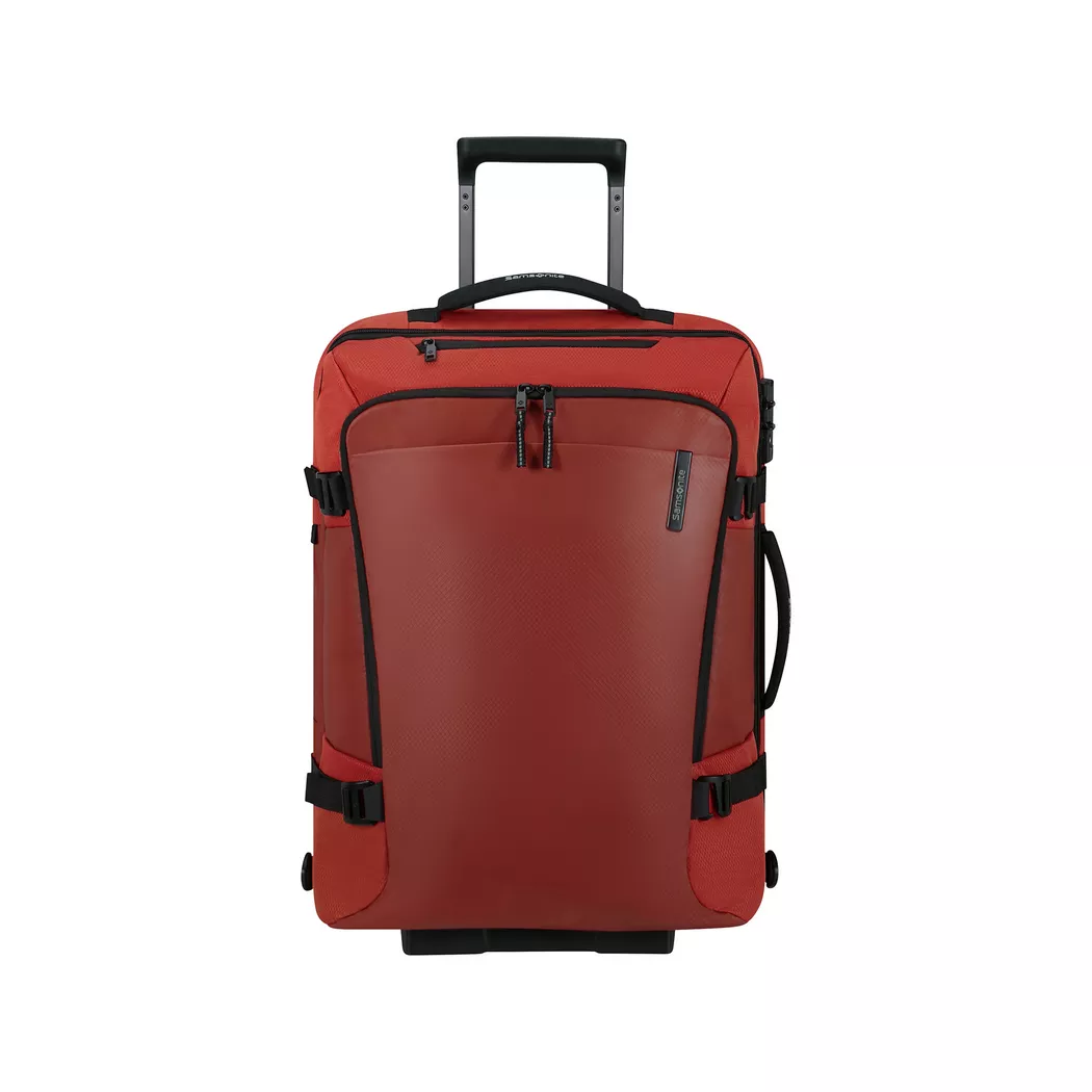 Reisetasche SAMSONITE "ARMOX, 55 cm", Gr. B/H/T: 40cm x 55cm x 25cm, braun (rust), Polyester, Taschen Reisetasche, Duffle mit Rollen TSA-Schloss Packgurte Trolley-Gestänge
