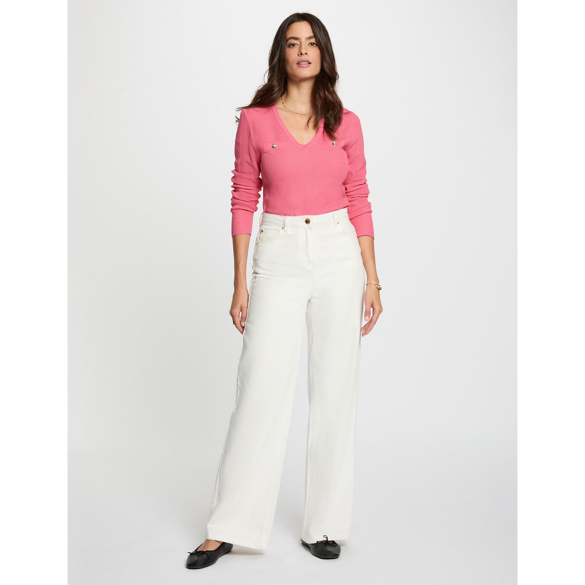 MORGAN V-Ausschnitt Pullover mit Zierknöpfen  