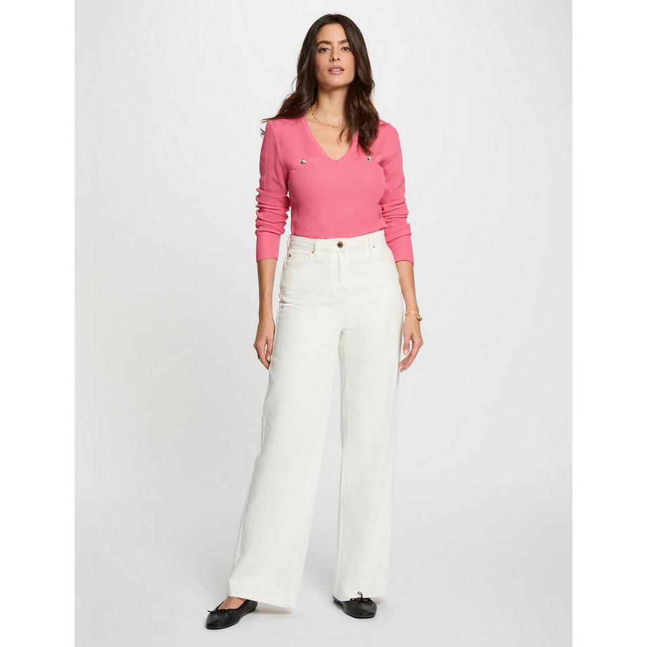 MORGAN Maglione Scollo a V con Bottoni Decorativi  