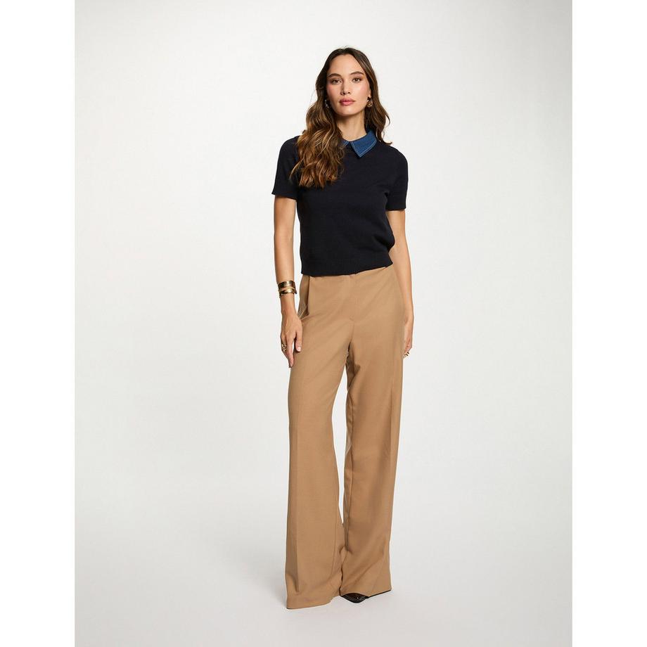 MORGAN Kurzarm Pullover mit Jeanskragen  