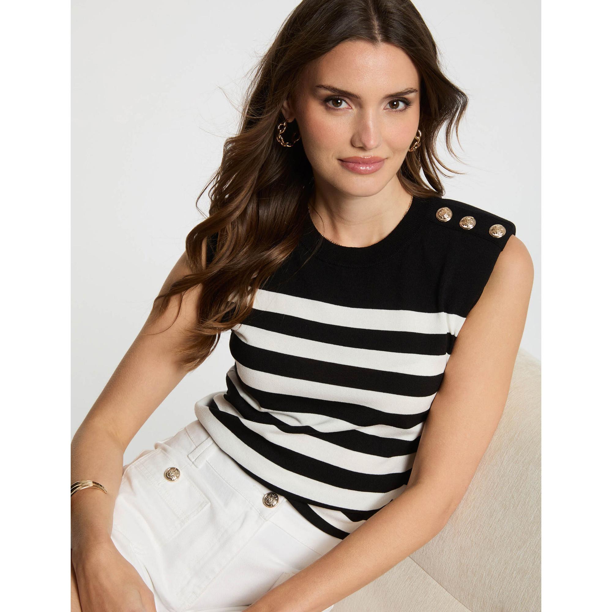 MORGAN Pull sans manches rayé avec boutons décoratifs  