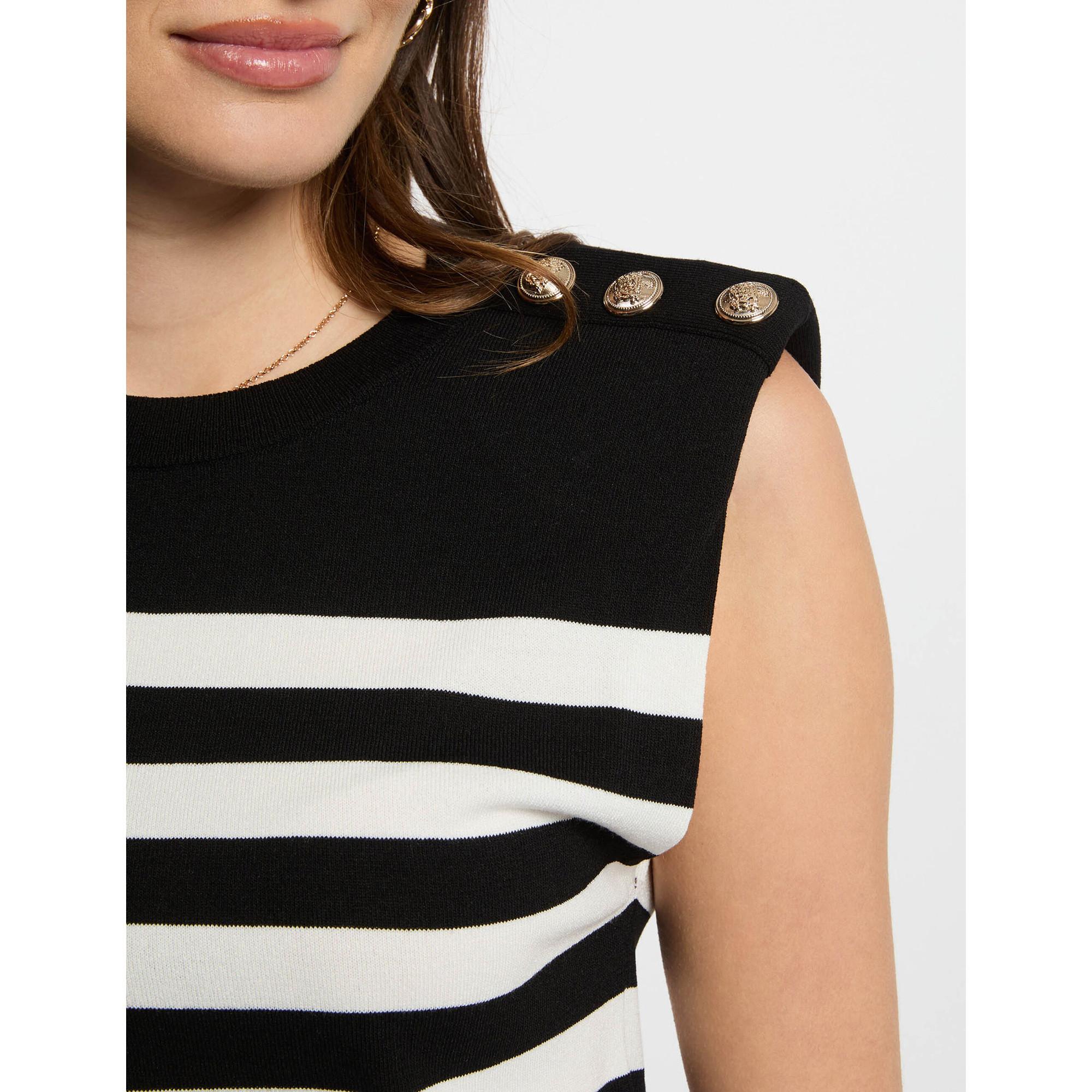 MORGAN Pull sans manches rayé avec boutons décoratifs  