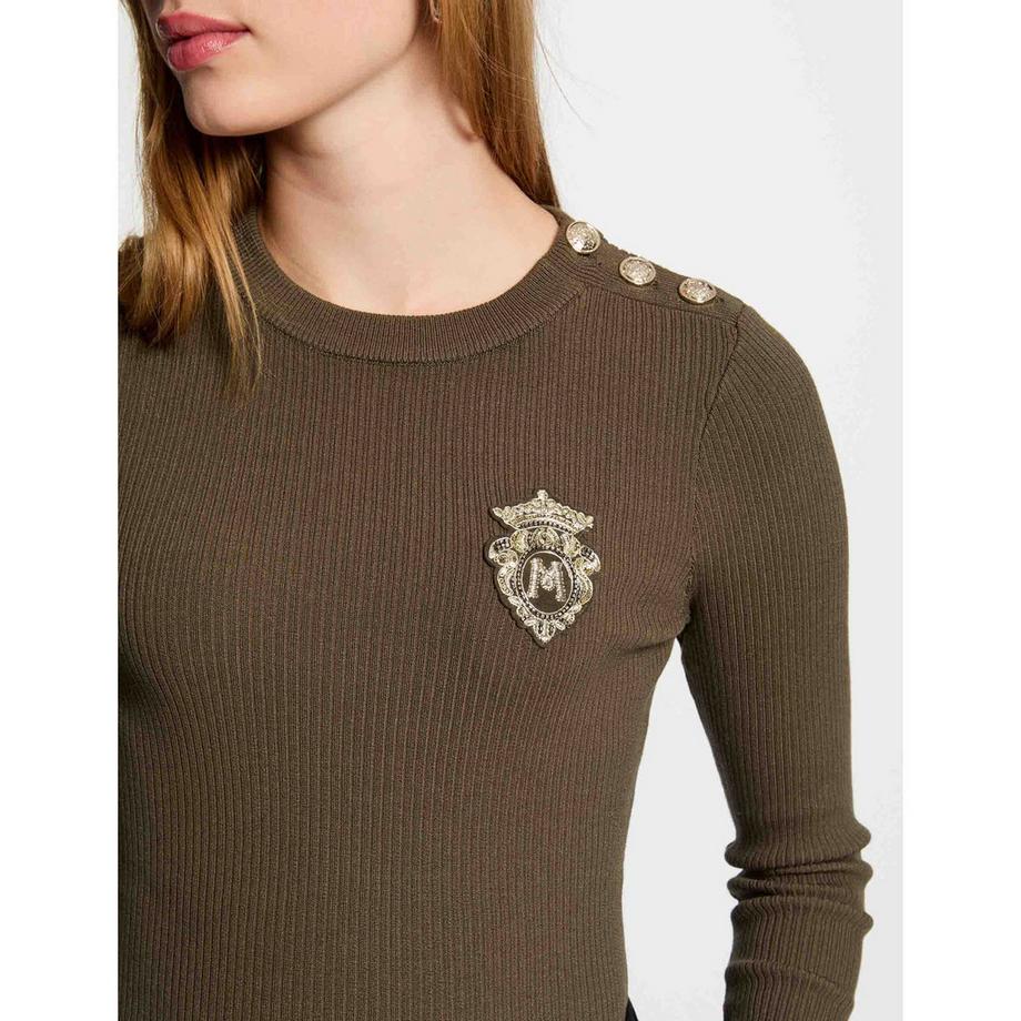 MORGAN Pullover a maglia a costine con bottoni sulle spalle  