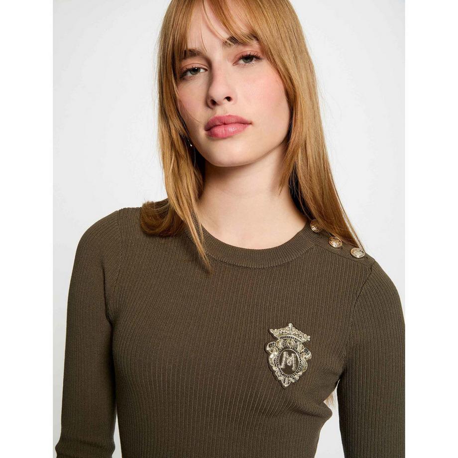 MORGAN Pullover a maglia a costine con bottoni sulle spalle  
