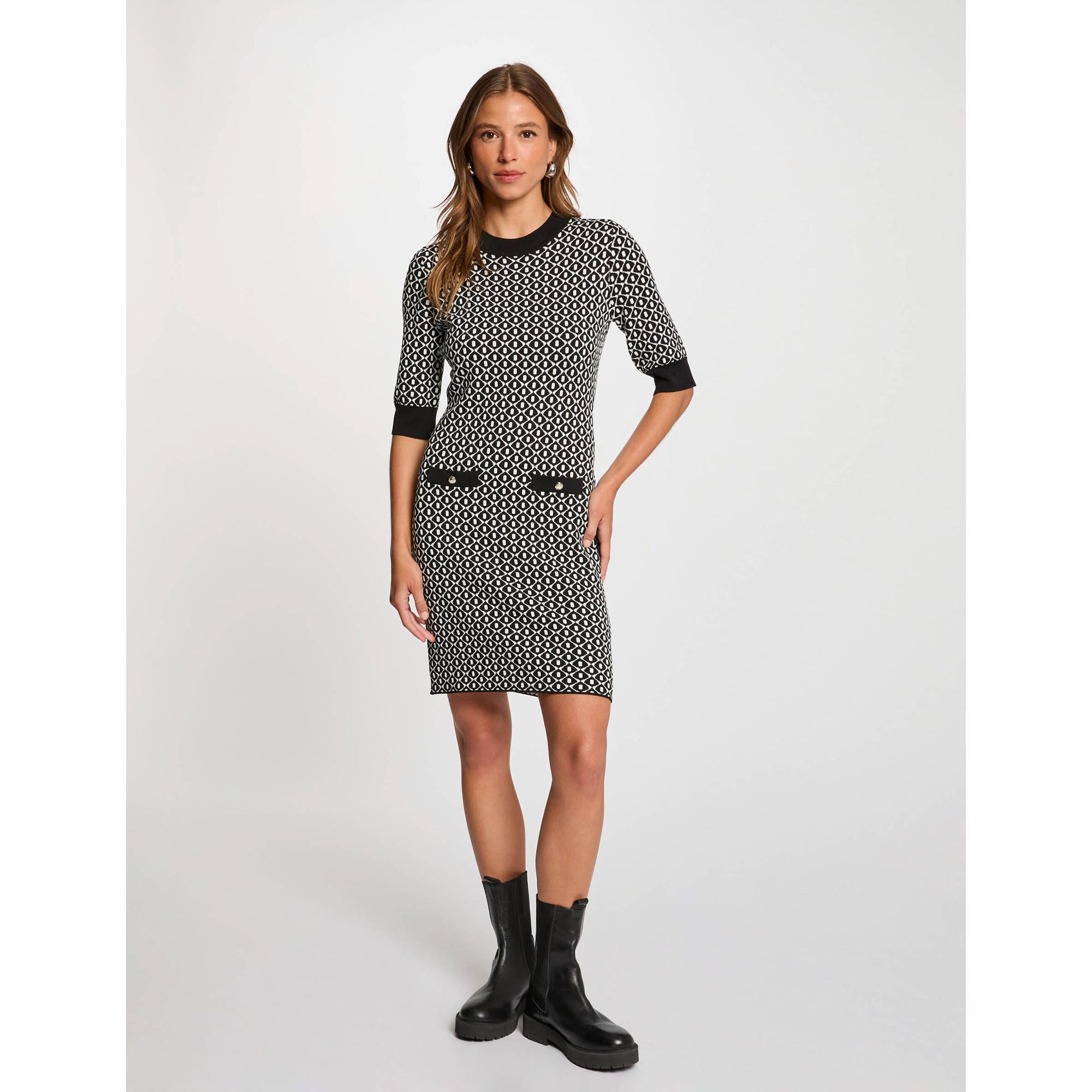 MORGAN Geometrisches Muster Strickkleid  