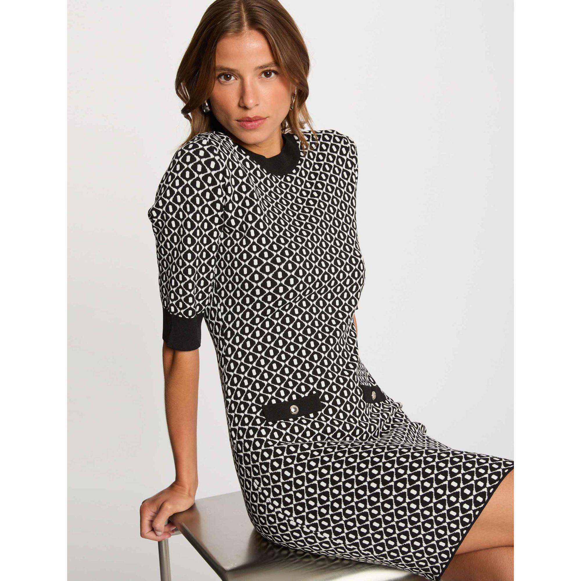 MORGAN Geometrisches Muster Strickkleid  