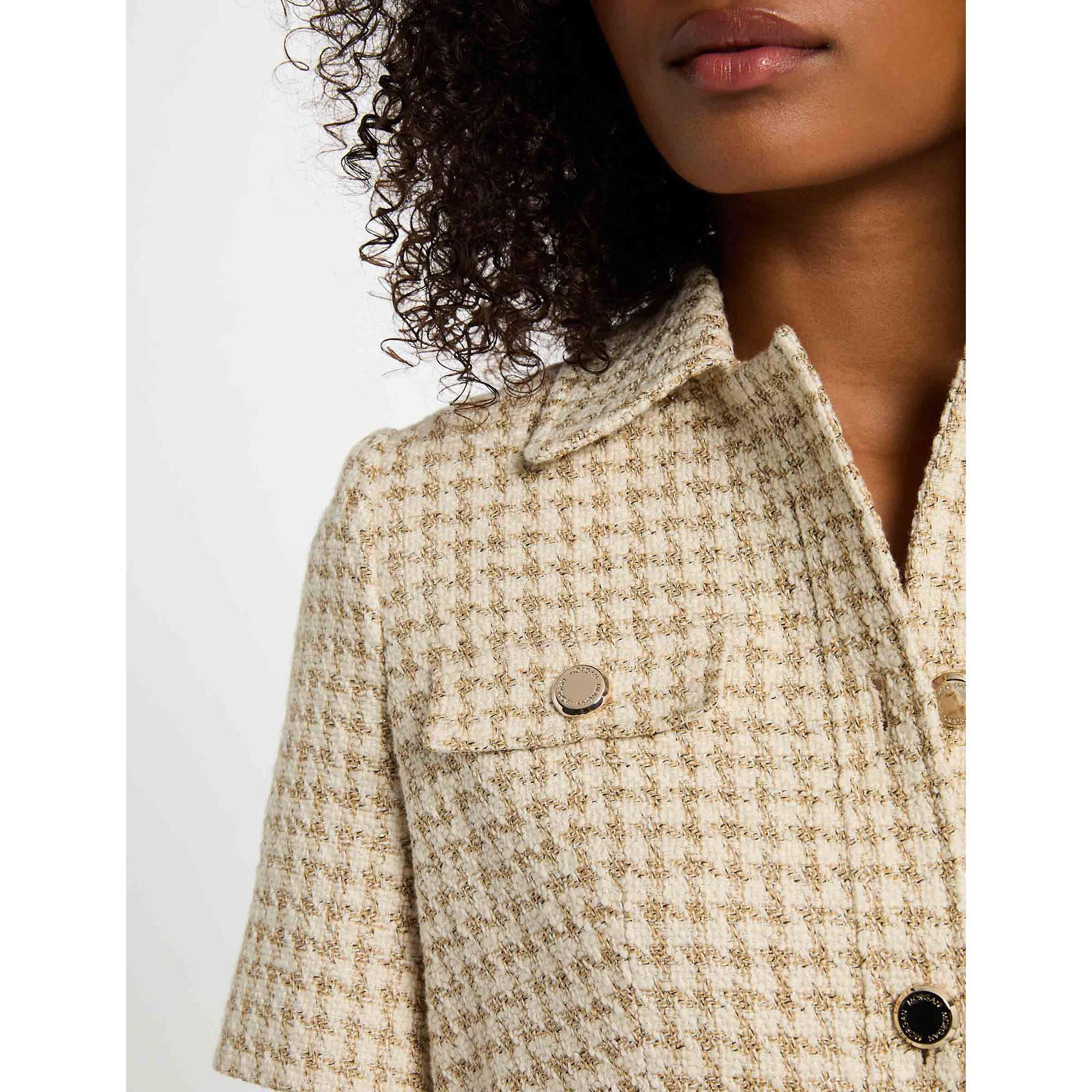 MORGAN Gilet Tweed Maniche Corte  