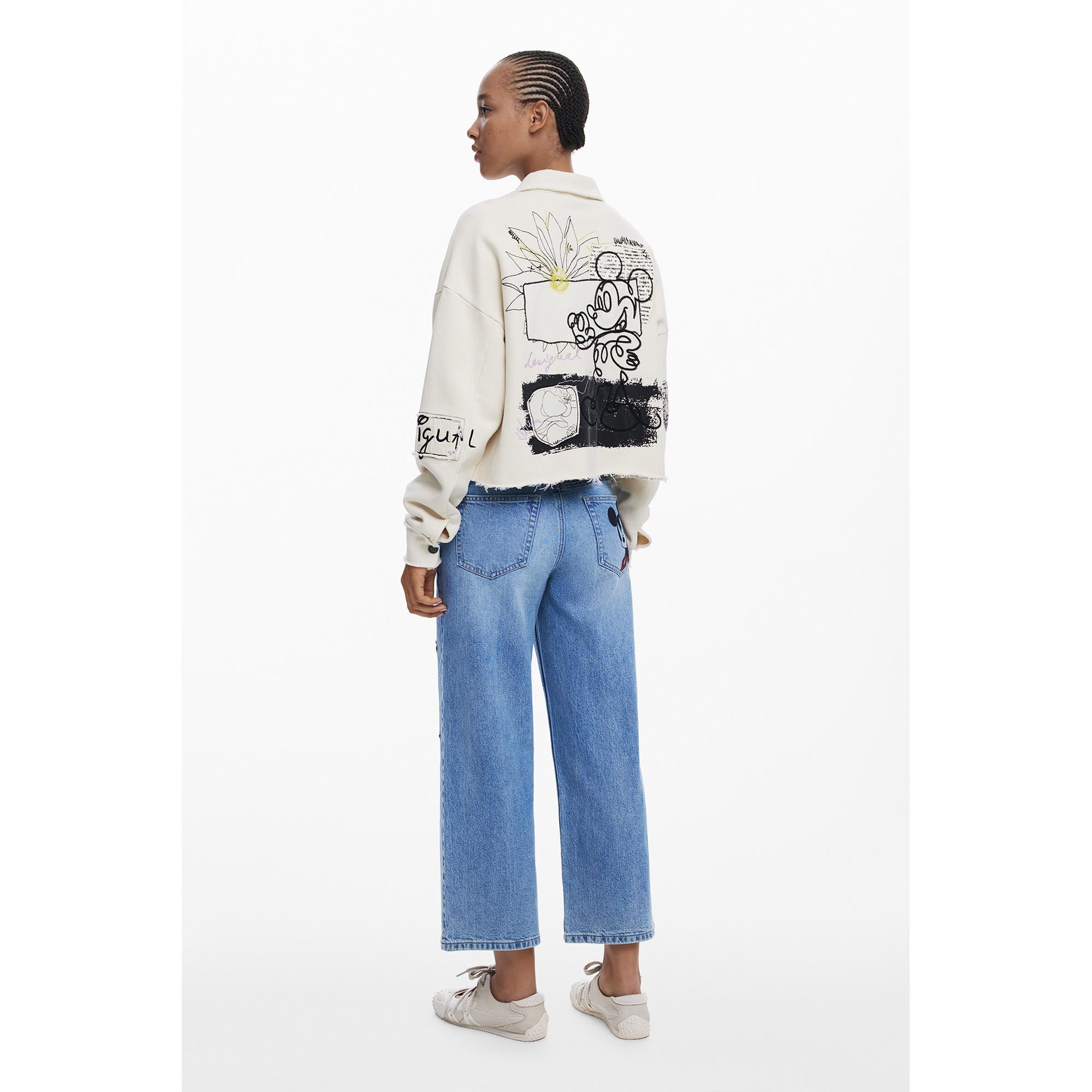 Desigual Felpa corta Trucker Mickey Mouse Stampa  