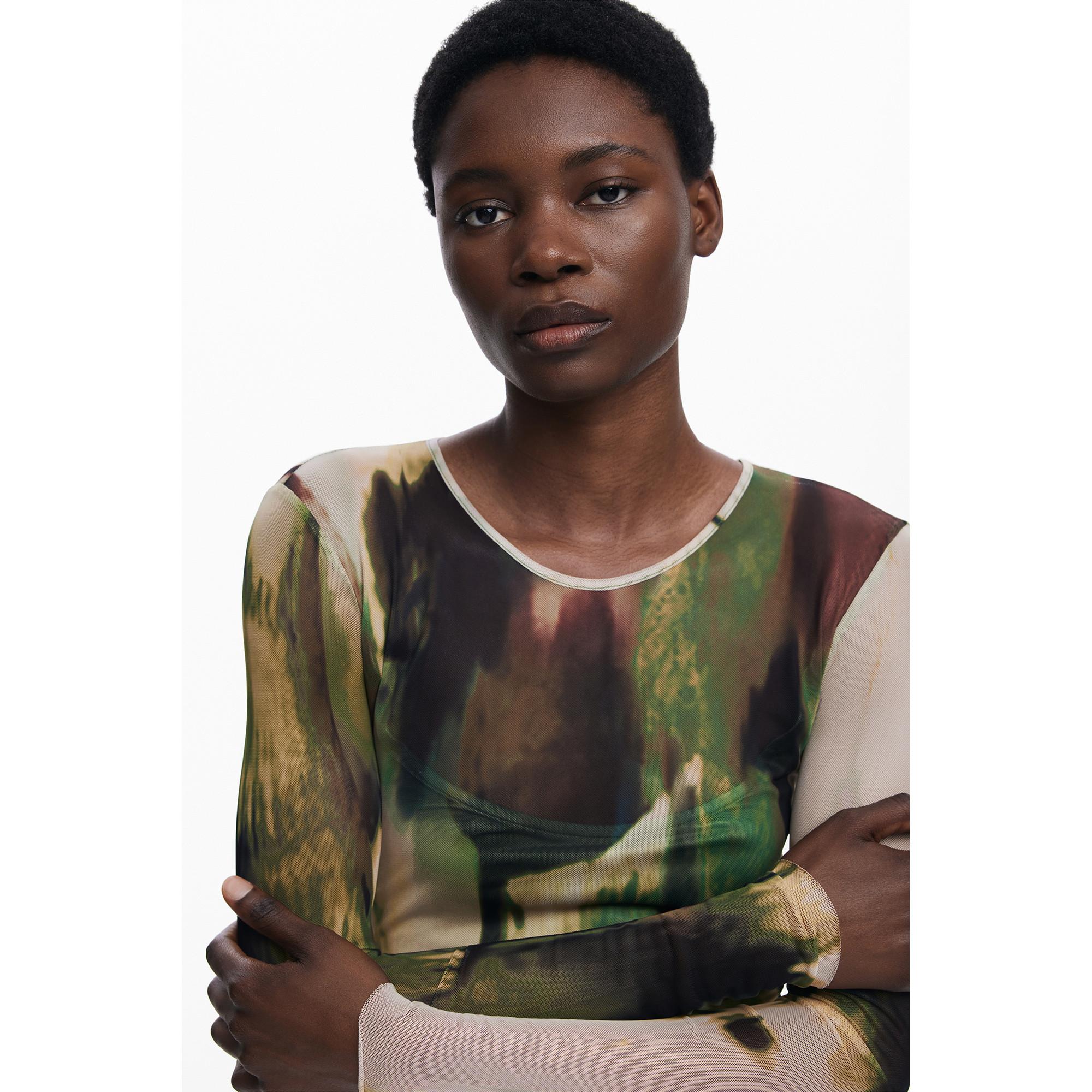 Desigual Langarm Tüllkleid Arty Print  