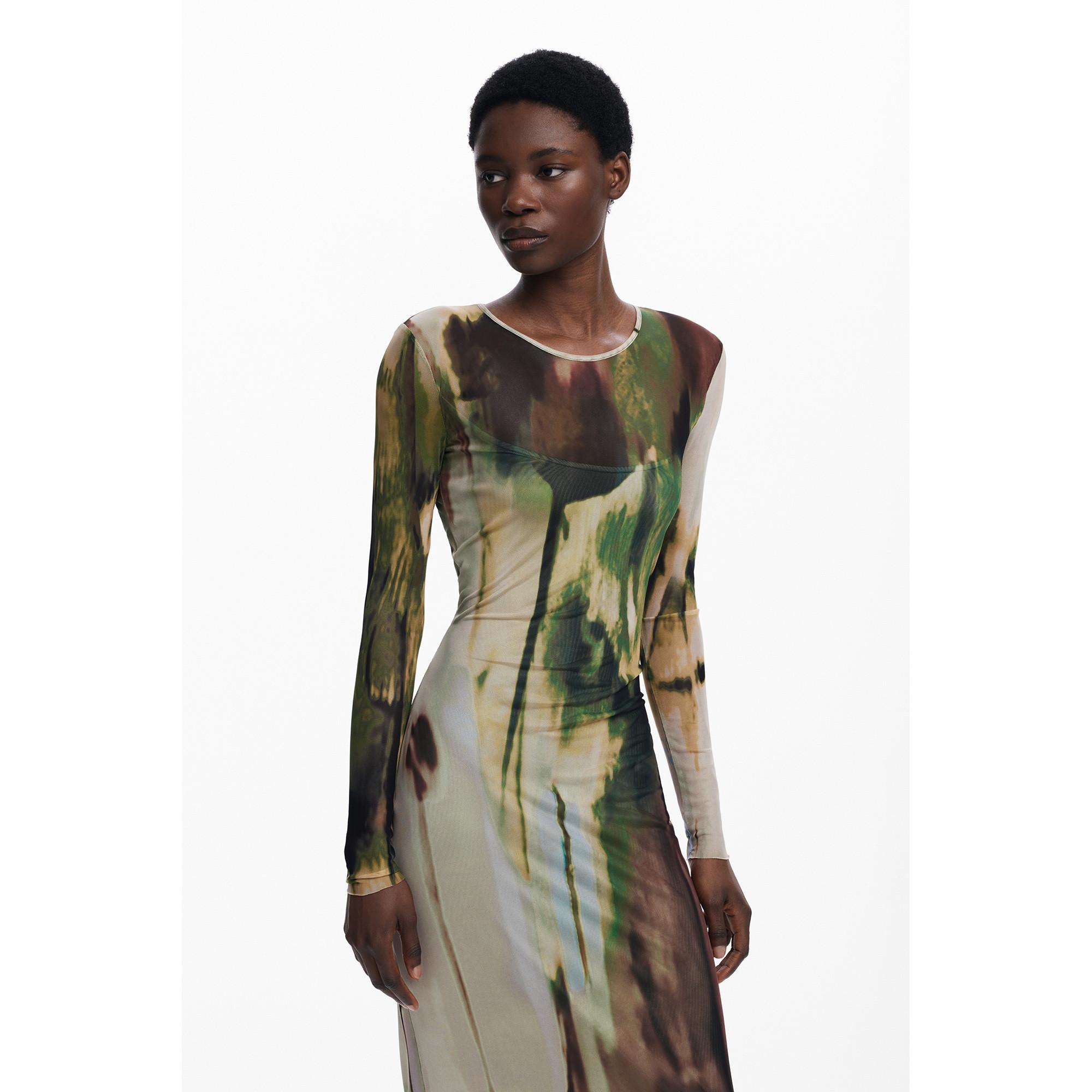 Desigual Langarm Tüllkleid Arty Print  