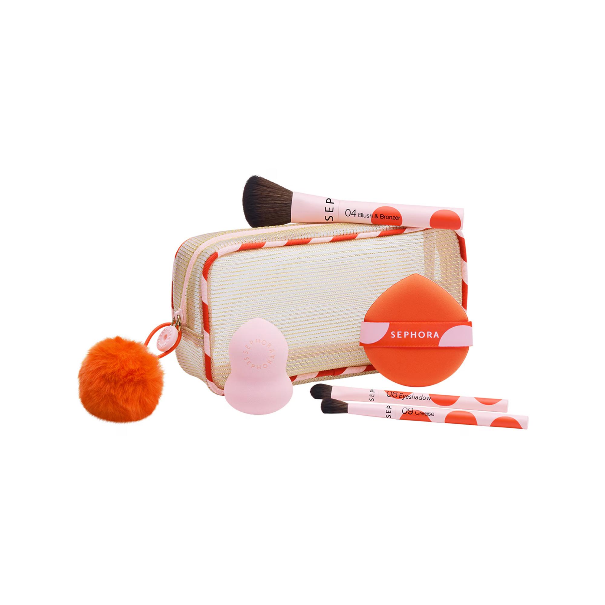 SEPHORA  Set mit Pinseln & Make-up-Accessoires - 3 Foundation- & Augenpinsel + 2 Schwämme 