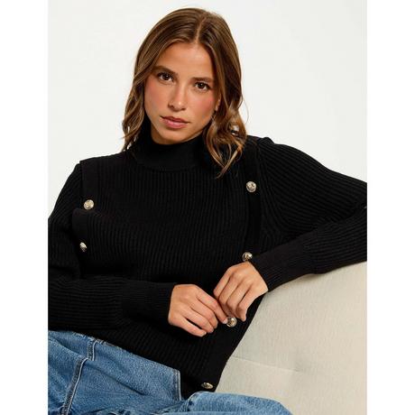 MORGAN Kurzer Rollkragenpullover mit Zierknöpfen  