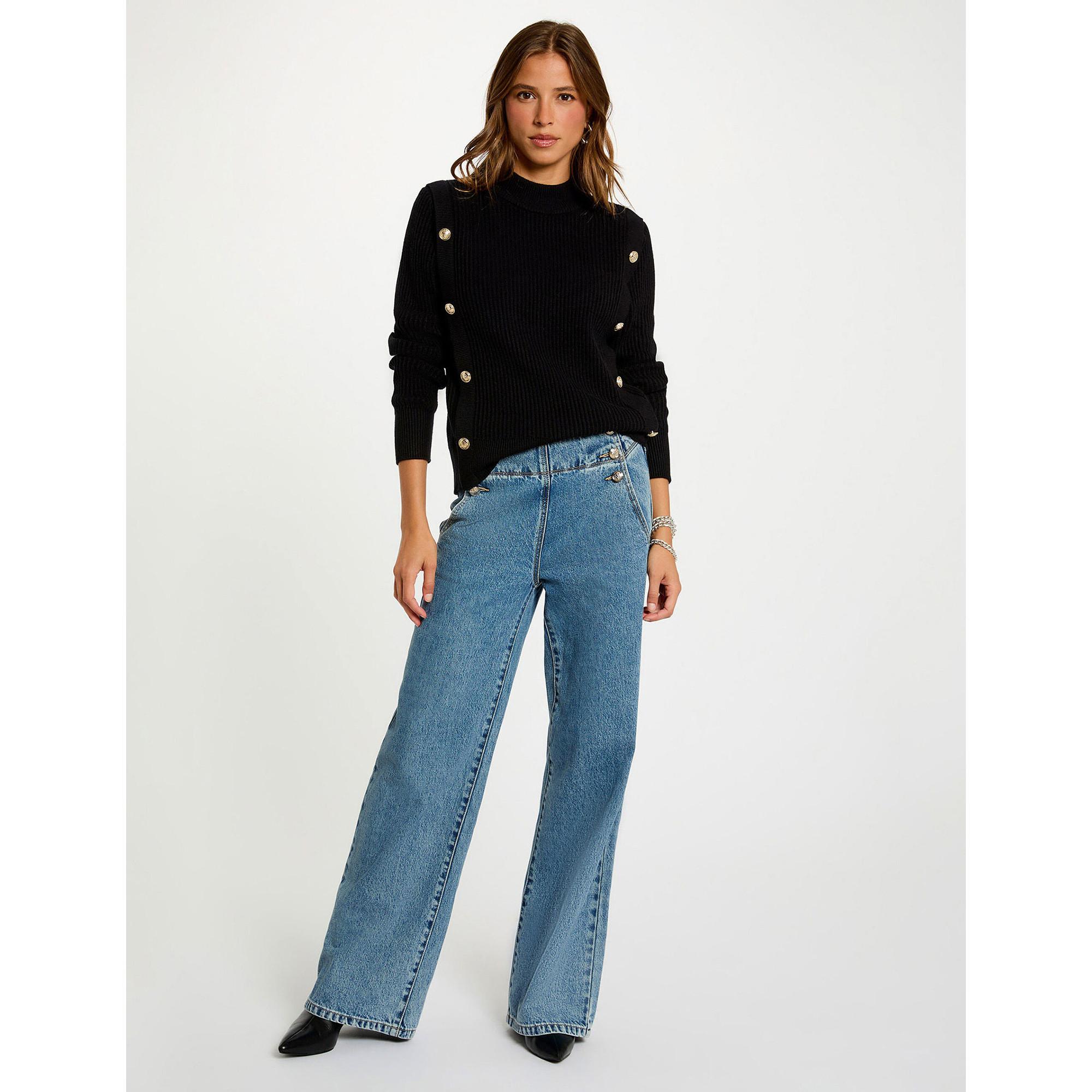 MORGAN Kurzer Rollkragenpullover mit Zierknöpfen  