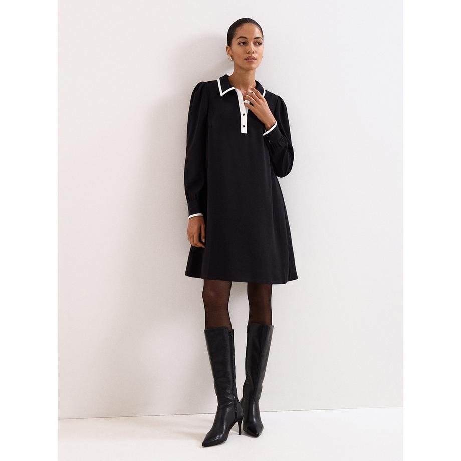 Phase Eight Gina Robe Mini Manches Longues Col Contrastant  