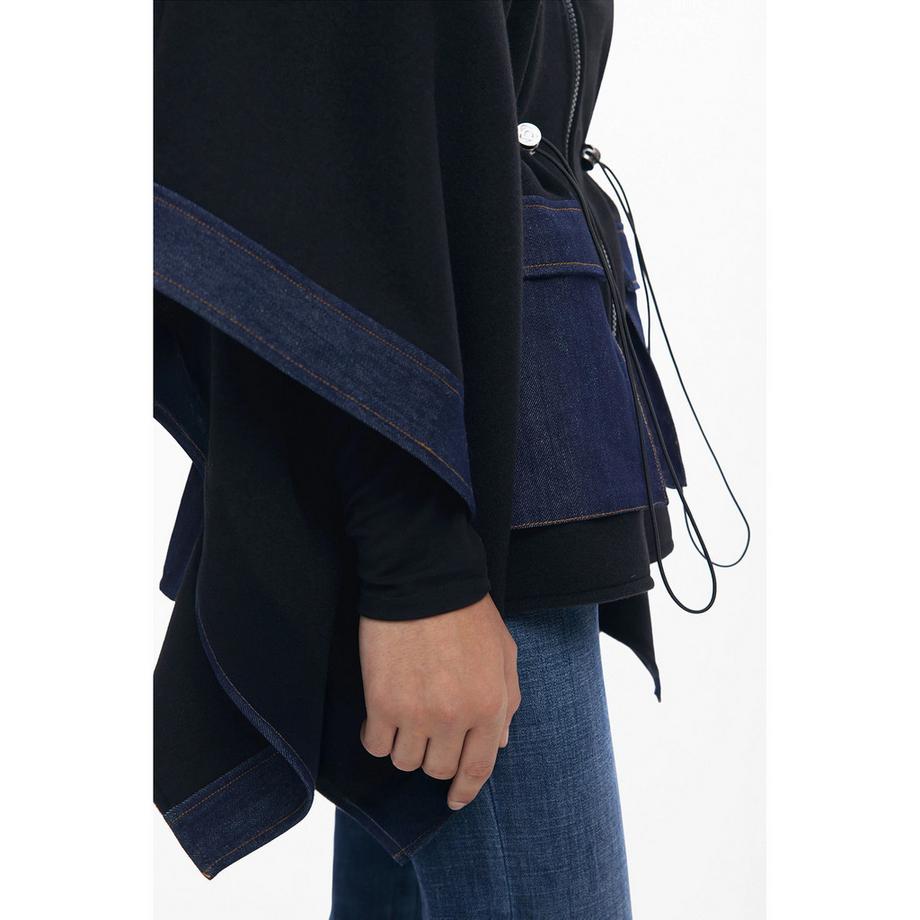 Desigual Poncho mit Denim Details  