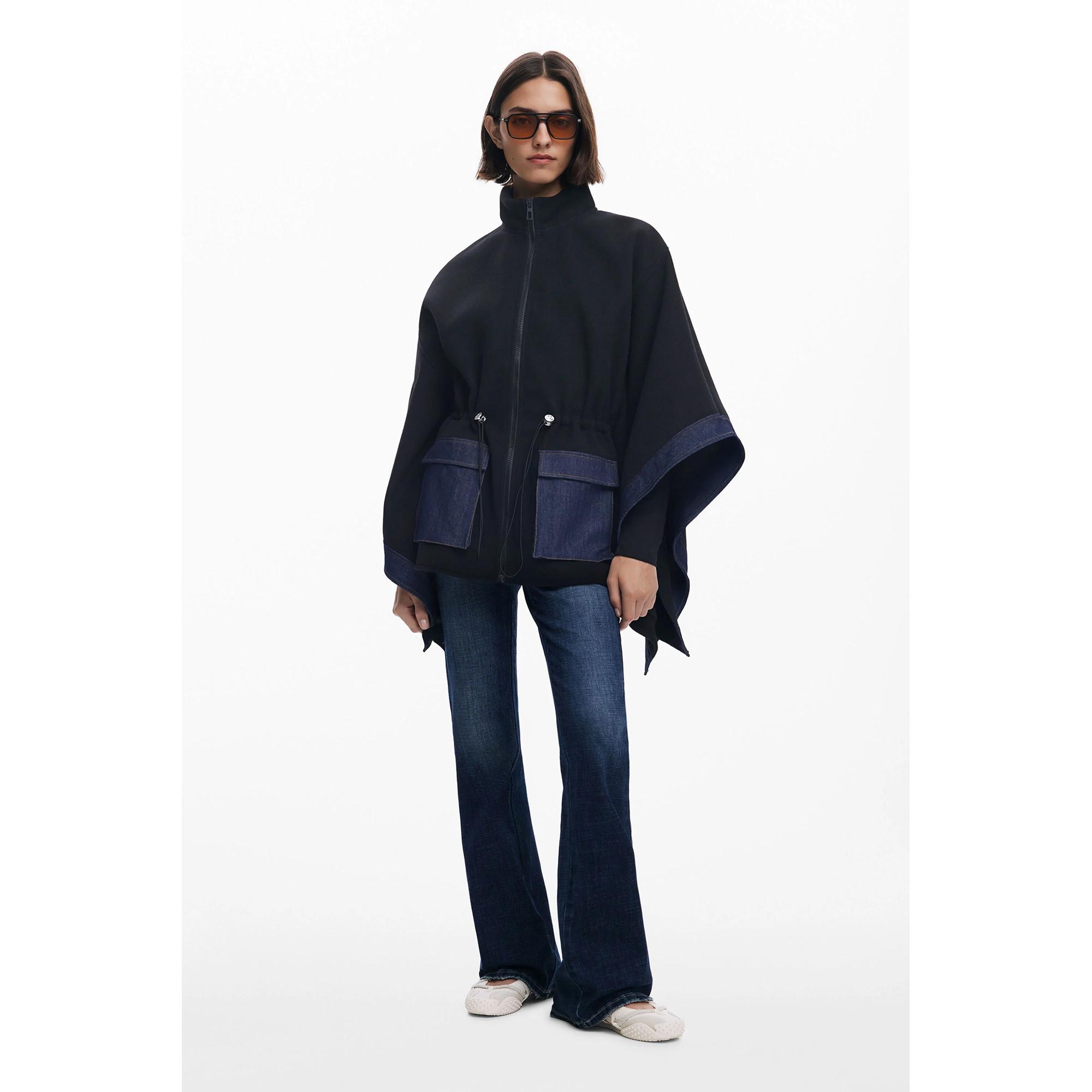 Desigual Poncho mit Denim Details  