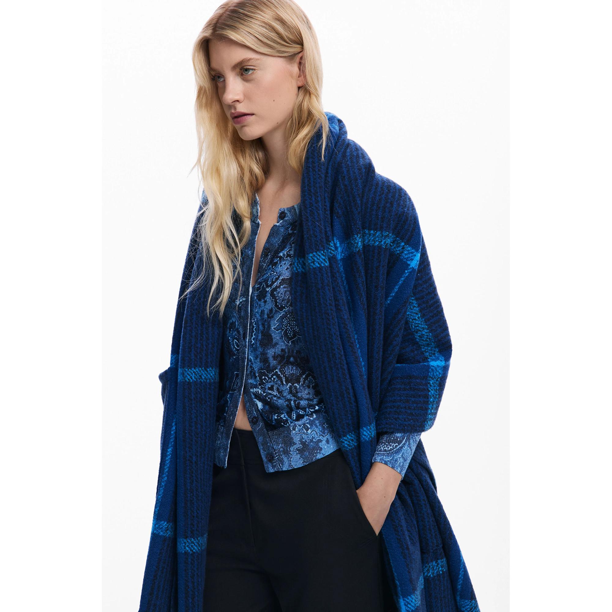 Desigual Plaid Poncho  