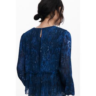 Desigual Plissierte Langarmbluse mit Ornamentprint  