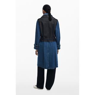 Desigual Trench in Denim con Gilet in Ecopelle  