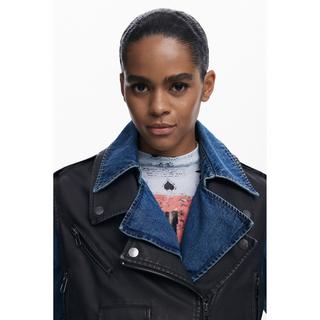 Desigual Trench in Denim con Gilet in Ecopelle  