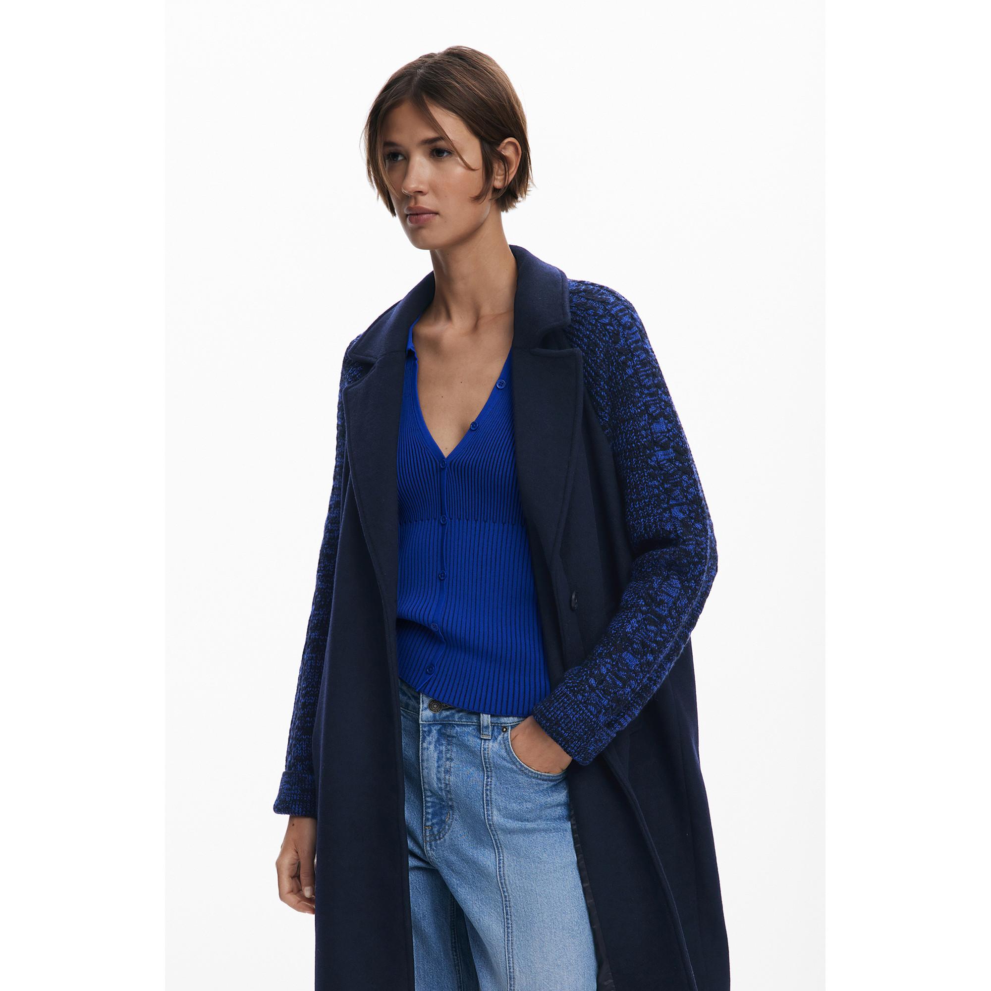 Desigual Cappotto in lana con maniche combinate  
