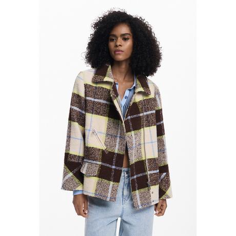 Desigual Cappotto Corto Doppiopetto a Quadri  