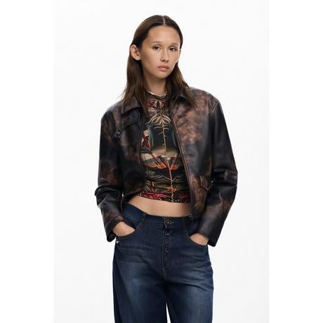 Desigual Kurze Patchwork Wattierte Jacke  