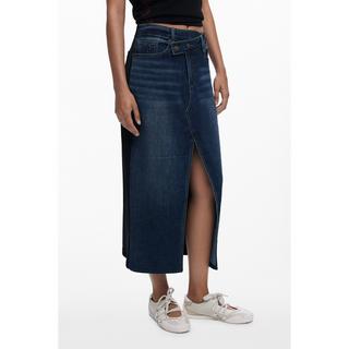 Desigual Denim Midirock mit Schlitz  