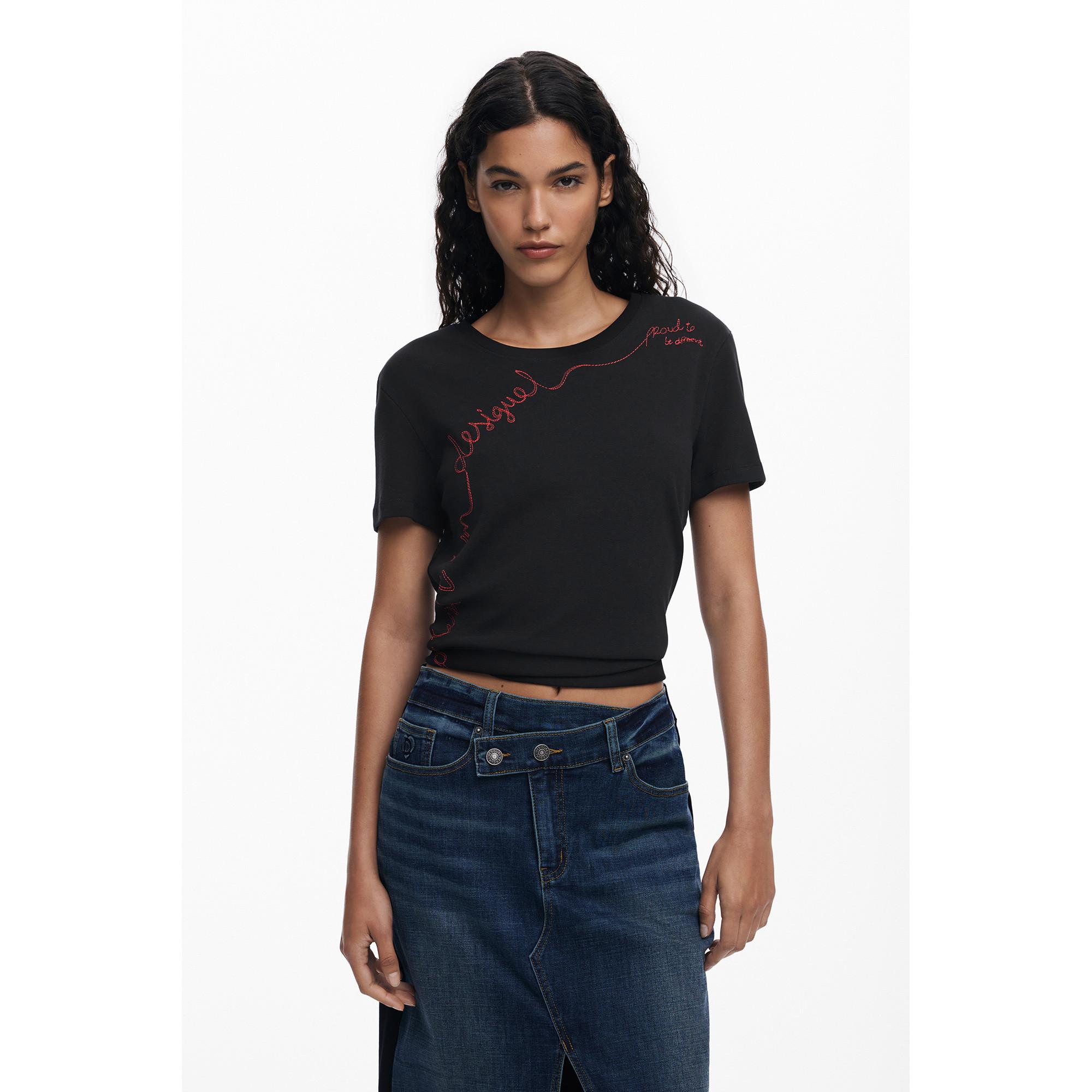 Desigual Denim Midirock mit Schlitz  
