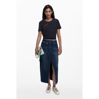 Desigual Denim Midirock mit Schlitz  