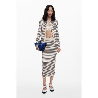 Desigual Gestreifter Strick Midi Rock  