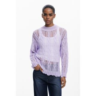 Desigual Pull Distressed à Motif Torsadé  