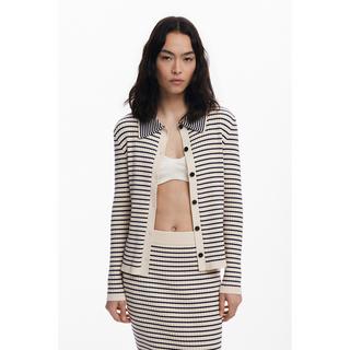 Desigual Cardigan Collo Polo a Righe  