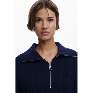 Desigual Zopfmuster Half Zip Pullover  