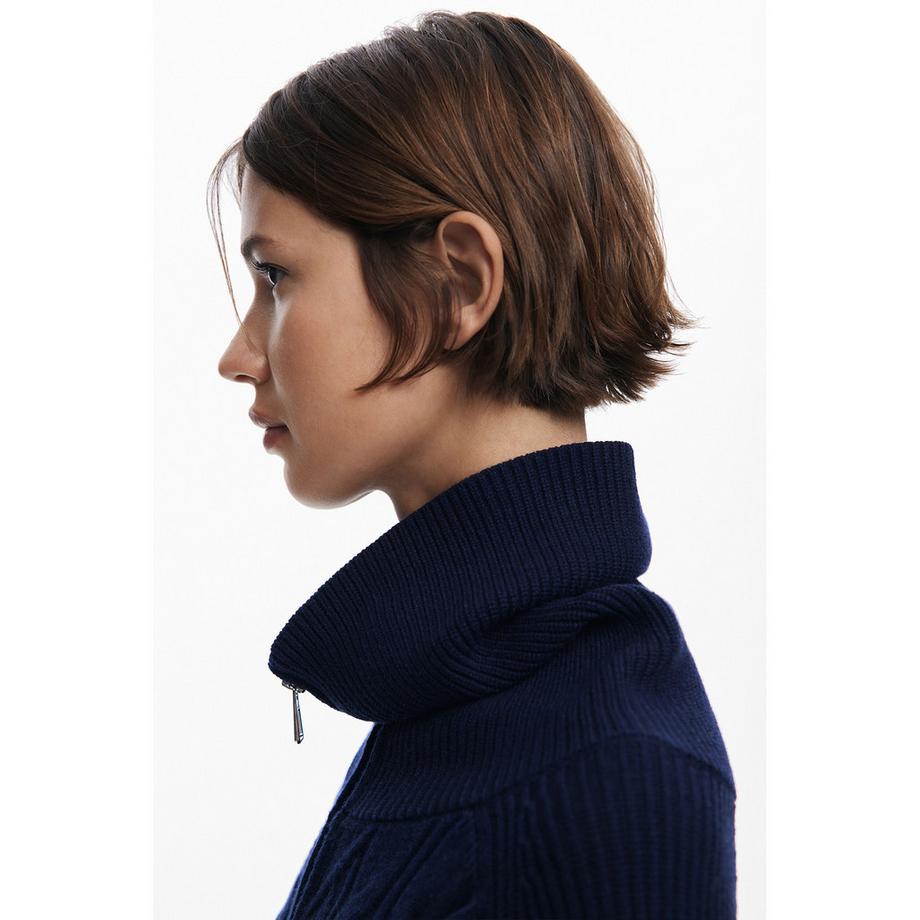 Desigual Zopfmuster Half Zip Pullover  