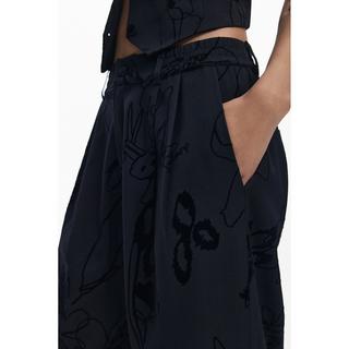 Desigual Straight Fit Hose mit floralem Flockprint  