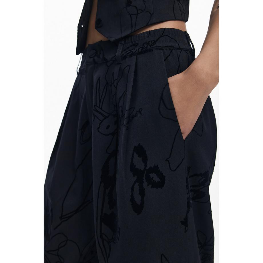 Desigual Pantaloni Stampa Floreale Vestibilità Dritta  