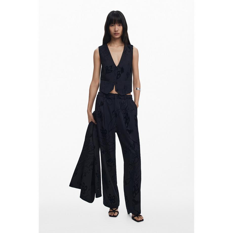 Desigual Pantaloni Stampa Floreale Vestibilità Dritta  