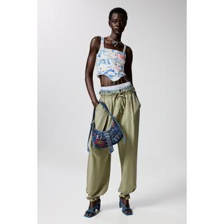 Desigual Lange Straight Fit Karo Hose  