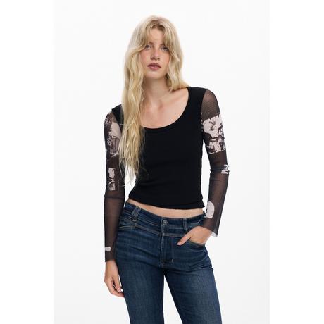 Desigual Langarmshirt mit Tüllärmeln  