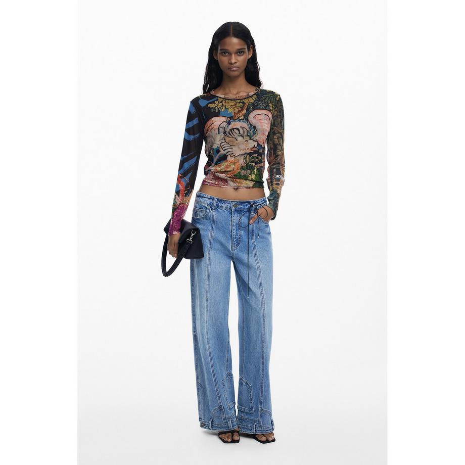 Desigual Langarm bedrucktes T-Shirt  