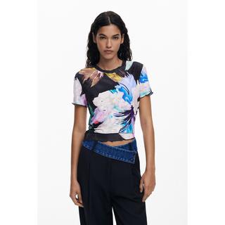 Desigual Blumenmuster Kurzarm T-Shirt Rundhals  
