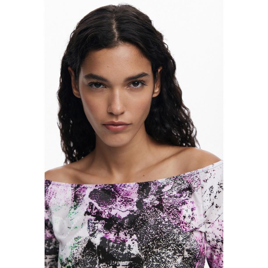 Desigual Arty Print U-Boot Ausschnitt Langarm T-Shirt  