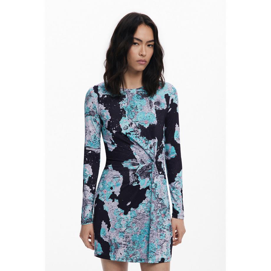 Desigual Langarm Mini Kleid mit Arty Print  