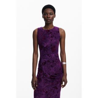 Desigual Robe cocktail midi florale sans manches col rond  